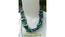 Beading wrap Necklace combain Blue Pearl and Shells
